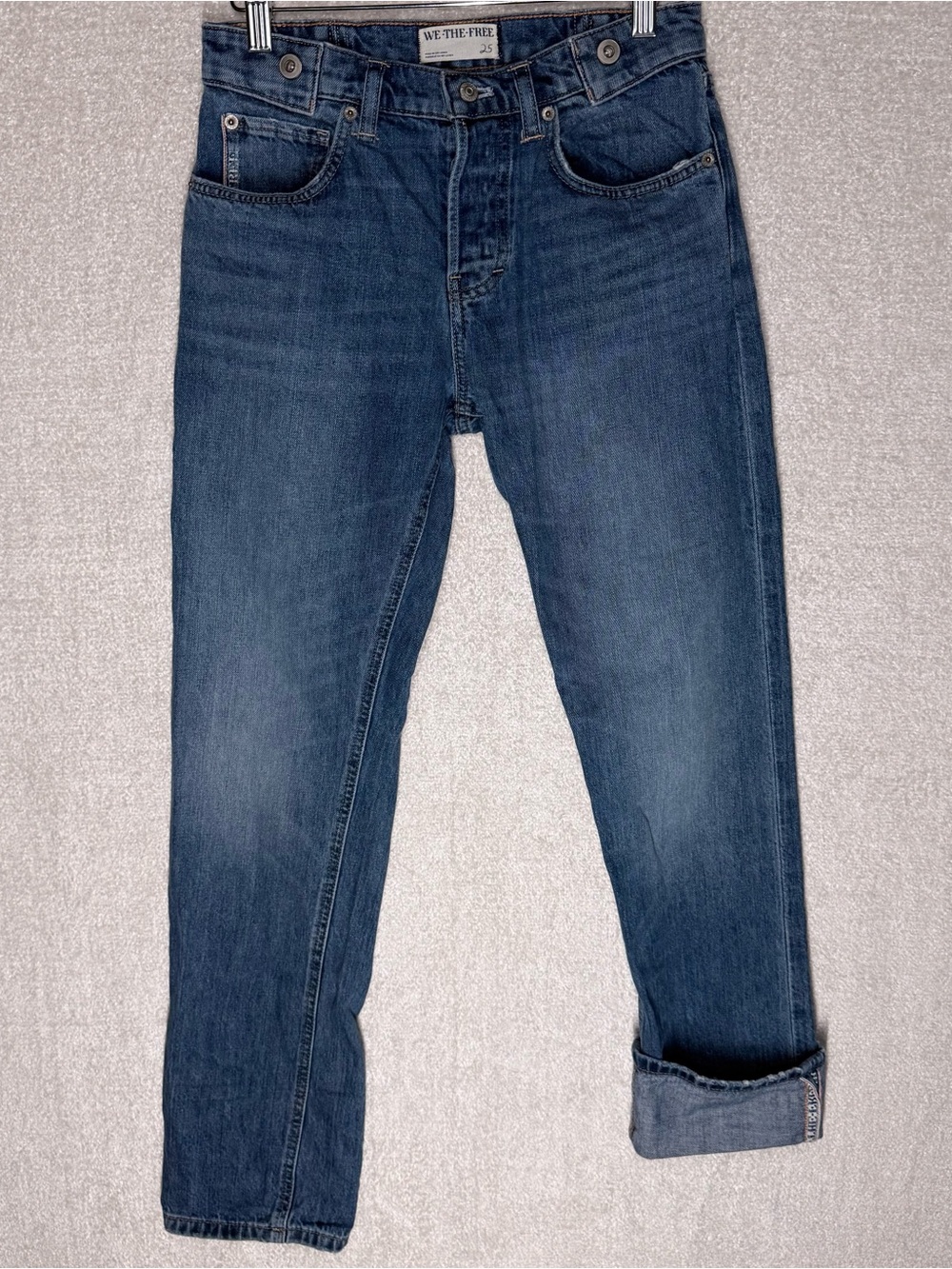 We The Free Slade Slim Selvedge Jeans Women's 25 Blue Wide Cuff Denim